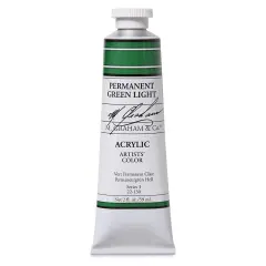 M. Graham Artists' Acrylics - Permanent Green Light, 2 oz tube