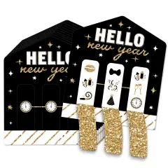 Big Dot of Happiness Hello New Year - NYE Party Game Pickle Cards - Pull Tabs 3-in-a-Row - Set of 12