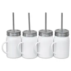 Craft Express Sublimation Printing Stainless Steel Mason Jars - 17 oz, White, Set of 4