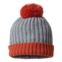 Richardson&reg; Chunky Cable Beanie Heather Grey/ Rust