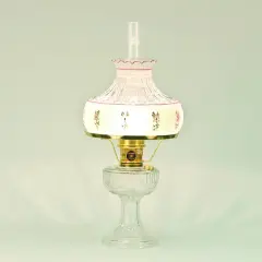 Aladdin Clear Lincoln Drape Table Oil Lamp with Amethyst Rose Glass Shade, Brass