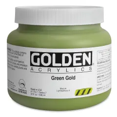 Golden Heavy Body Artist Acrylics - Green Gold, 32 oz Jar