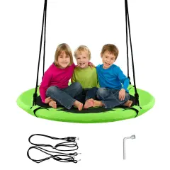 Goplus 40" Flying Saucer Tree Swing Indoor Outdoor Play Set Kids Christmas Gift Purple/Blue/Green/Colorful/Blue Rocket/Blue Whale/Woods/Dark Green/Dark Pink/Yellow/Pink