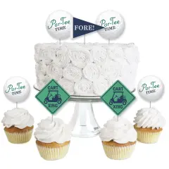 Big Dot of Happiness Par-Tee Time - Golf - Dessert Cupcake Toppers - Birthday or Retirement Party Clear Treat Picks - Set of 24