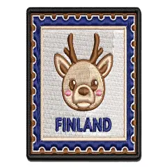 Finland Travel Reindeer Multi-Color Embroidered Iron-On or Hook & Loop Patch Applique