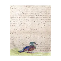 Betsy Drake Female Wood Duck Beige Script Beach Towel Multicolor