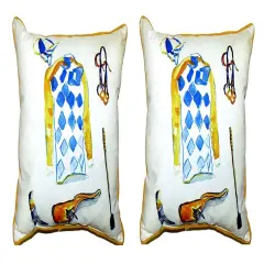 Pair of Betsy Drake Racing Gear Small Pillows 12 Inch X 12 Inch