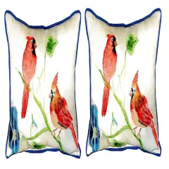 Pair of Betsy Drake Betsy&rsquo;s Cardinals Small Pillows 11 Inch X 14 Inch