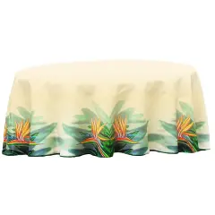 Betsy Drake Bird of Paradise Flower 58 Inch Round Table Cloth
