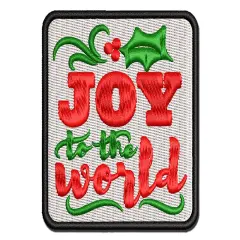 Joy to the World Christmas Multi-Color Embroidered Iron-On or Hook & Loop Patch Applique