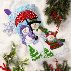 Bucilla Felt Stocking Applique Kit 18" Long-Frosty Family