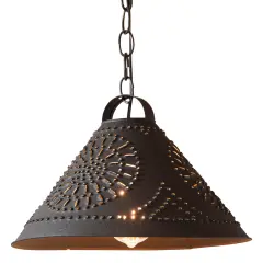 Hitchcock Shade Light Tin Pendant in Textured Black