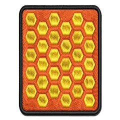 Honeycomb Bee Pattern Multi-Color Embroidered Iron-On or Hook & Loop Patch Applique