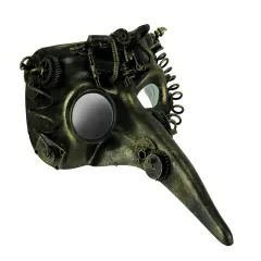 Steamzanni Metallic Gold Long Nose Steampunk Adult Costume Mask