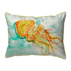 Betsy Drake Orange Jellyfish Extra Large 20 X 24 Indoor / Outdoor Pillow