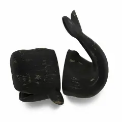 Distressed Finish Whale Top and Tail Bookends Set of 2