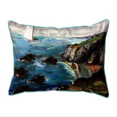 Betsy Drake Sailing the Cliffs 20x24 Extra Large Zippered Indoor/Outdoor Pillow Multicolor
