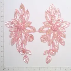 Fancy Floral Sequin Applique/Patch Pack of 2 Light Pink