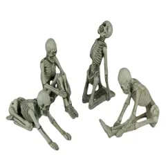 Bone Stretchers Zen Yoga Meditating Skeleton Figurines Set of 4
