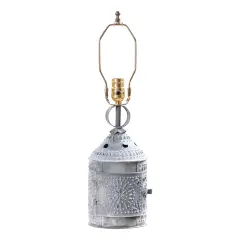 Irvins Country Tinware Paul Revere Lamp Base in Weathered Zinc Grey