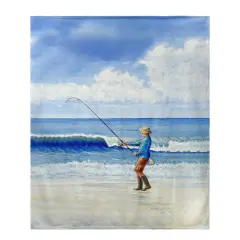 Betsy Drake Surf Fishing Fleece Throw Multicolor