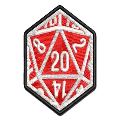 Critical Hit - D20 20 Sided Gaming Gamer Dice Role Multi-Color Embroidered Iron-On or Hook & Loop Patch Applique