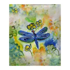 Betsy Drake Dragonfly's Garden Fleece Blanket Multicolor