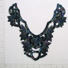 Imperial Sequin Collar Applique 10 1/4" x 8 1/4" Black AB