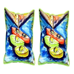 Pair of Betsy Drake Kayaks Large Indoor/Outdoor Pillows 16 Inch X 20 Inch