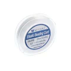 Miyuki 0.4mm White Japanese Elastic Beading Cord, 20m