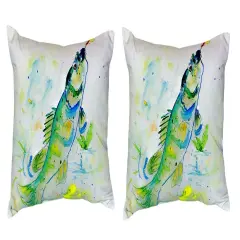 Pair of Betsy Drake Yellow Perch No Cord Pillows 16 Inch X 20 Inch