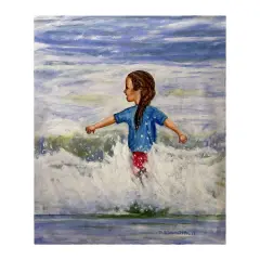Betsy Drake Girl in Surf Throw Multicolor