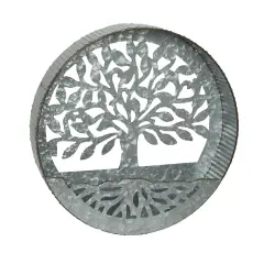 Galvanized Metal Tree of Life Wall Pocket Planter Rustic Decorative Plant Vase