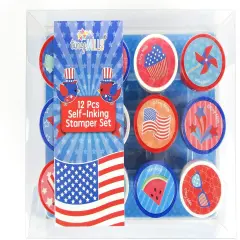TINYMILLS 12 Pcs Patriotic I Love USA America 4th of July Stamp Kit
