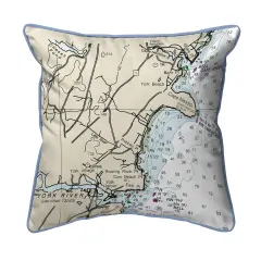 Betsy Drake Cape Neddick ME Map Pillow 18x18 - Large Corded