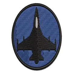 Fighter Jet Military Airplane Multi-Color Embroidered Iron-On or Hook & Loop Patch Applique