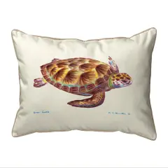Betsy Drake Green Sea Turtle Extra Large 20 X 24 Indoor / Outdoor White Pillow