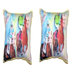 Pair Of Betsy Drake Starting Gate Small Outdoor/Indoor Pillows 11 X 14