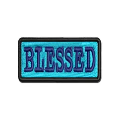 Blessed Text Multi-Color Embroidered Iron-On or Hook & Loop Patch Applique