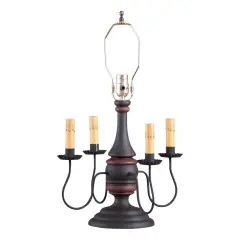 Jamestown Lamp Base in Hartford Black with Red Stripe