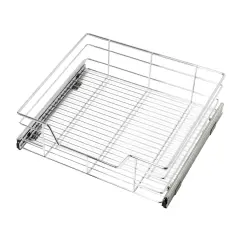 Smart Design Pull Out Cabinet Shelf - Extra Large Tall - 20 Inch x 18-35 - Chrome