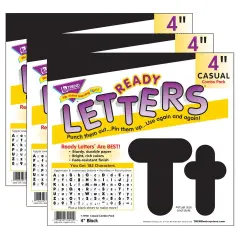 Black 4-Inch Casual Uppercase/Lowercase Combo Pack Ready Letters&reg;, 182 Per Pack, 3 Packs