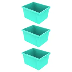 4 Gallon Classroom Storage Bin, Teal, Pack of 3
