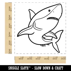Powerful Great White Shark Self-Inking Rubber Stamp Ink Stamper Blue