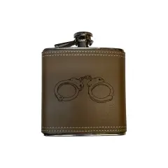 CUSTOM FLASK - Handcuffs 6OZ LEATHER FLASK
