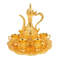 Vintage Turkish Tea and Coffee Set with Pot and 6 Cups