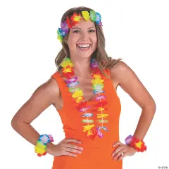 Luau Rainbow Polyester Lei Accessory Sets - 12 Sets