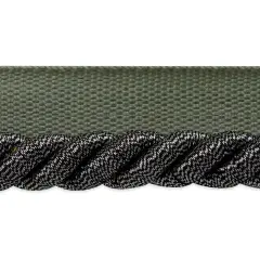 20 yards of Nicholas 3/8" Twisted Lip Cord Trim | 20 yard cut Black/Silver