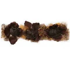 10 yards of Macey Stretch Flower Trim | 10 yard cut Brown