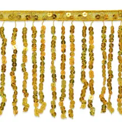 10 Yards of 6" Glitzy Slung Sequin Fringe Trim | 10 yard cut Gold